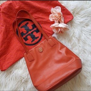 Tory Burch used orange leather handbag